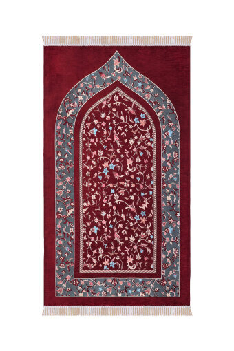 Bordo Ravza Desen Özel Dokuma Seccade 