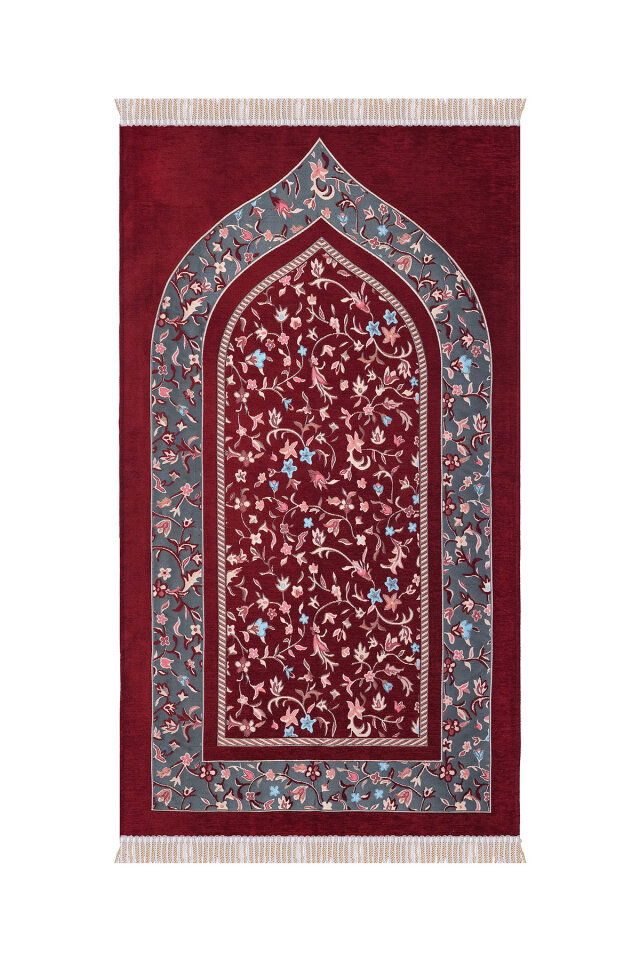 Bordo Ravza Desen Özel Dokuma Seccade - Bursa İpek