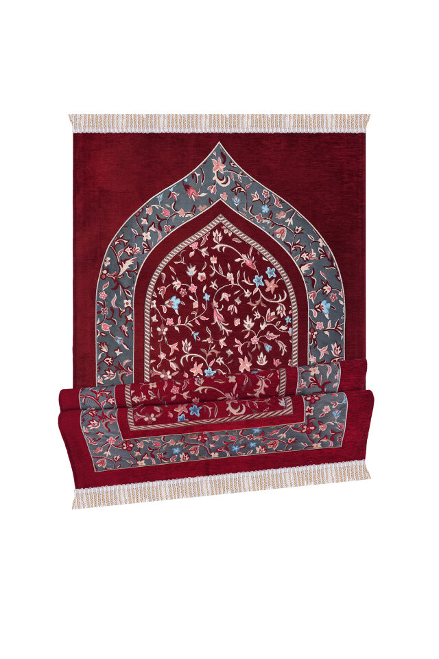 Bordo Ravza Desen Özel Dokuma Seccade - 4