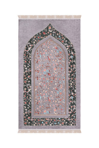 Gri Ravza Desen Özel Dokuma Seccade 