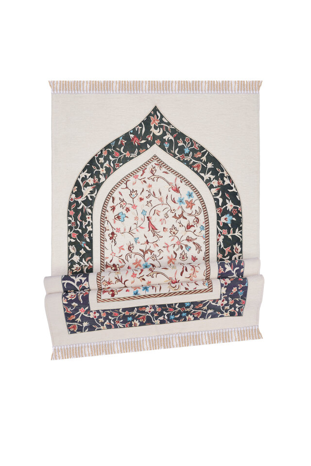 Krem Ravza Desen Özel Dokuma Seccade - 4