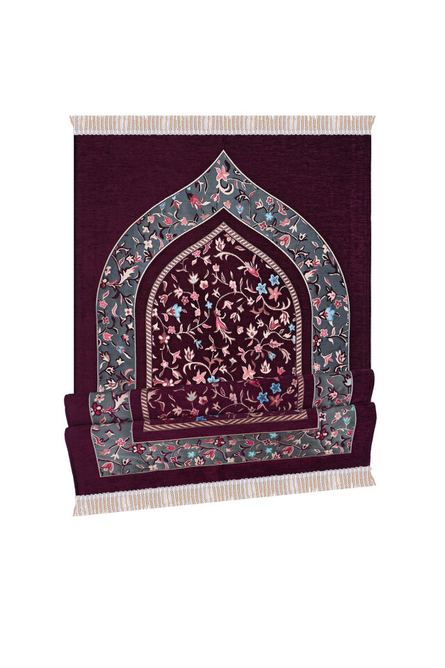 Mürdüm Ravza Desen Özel Dokuma Seccade - 4