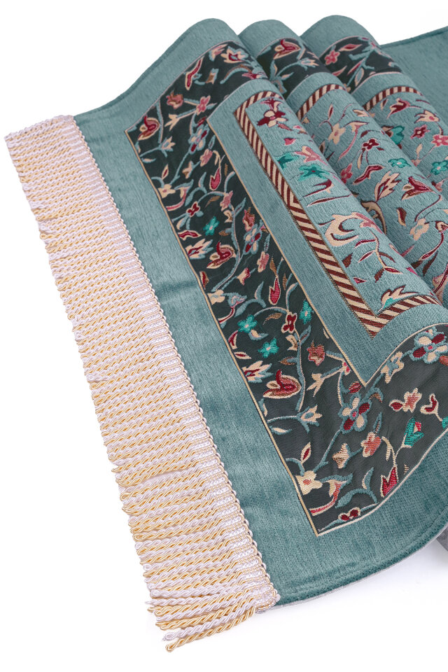 Petrol Yeşil Ravza Desen Özel Dokuma Seccade - 3