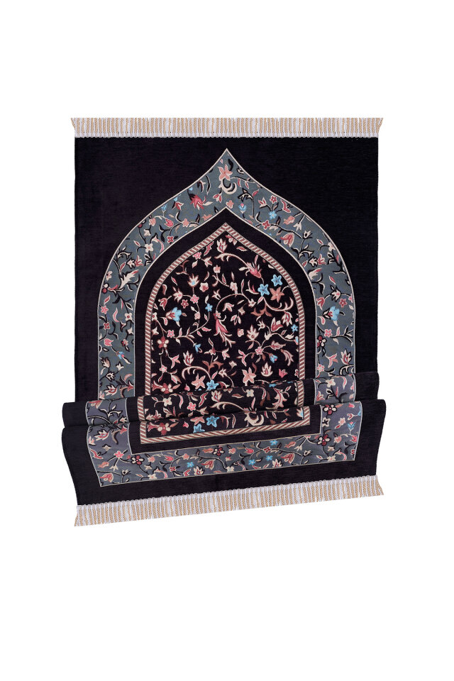 Siyah Ravza Desen Özel Dokuma Seccade - 4