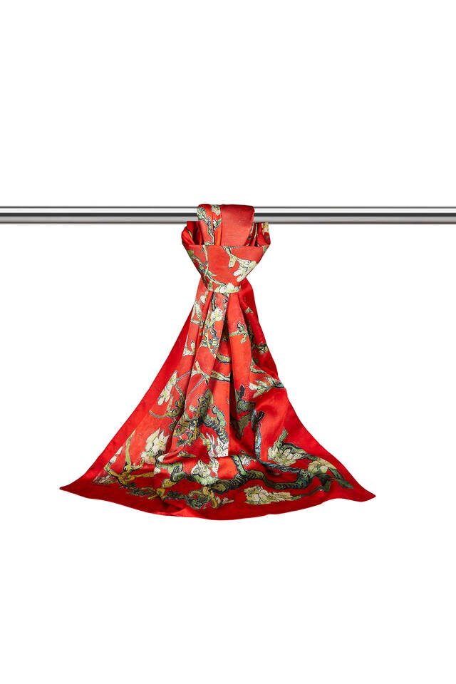 Red Almond Blossom Silky Foulard - 3
