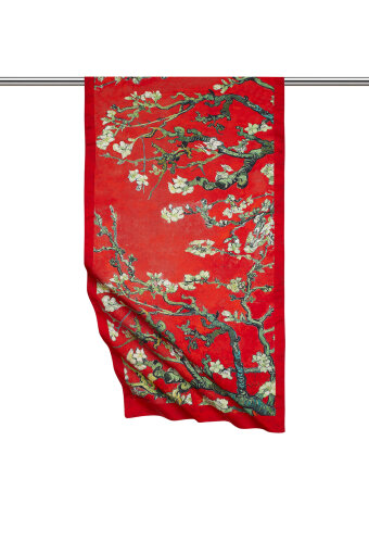 Red Almond Blossom Silky Foulard 
