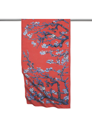 Red Almond Blossom Silky Foulard 