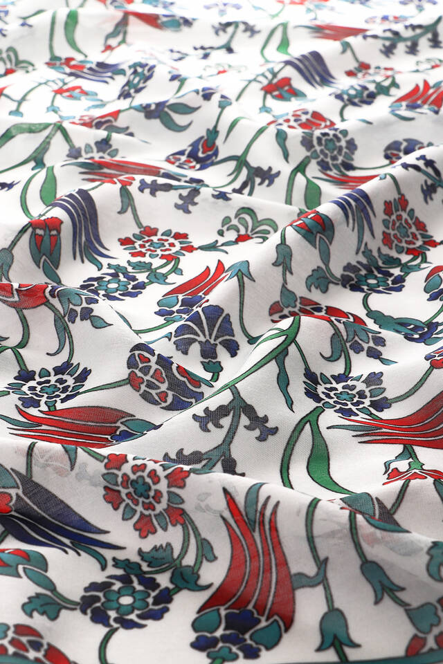 Red Anatolian Pattern Soft Square Scarf - 3