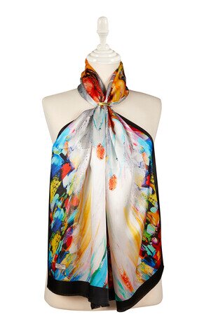 Red Angel Silk Painting Foulard 