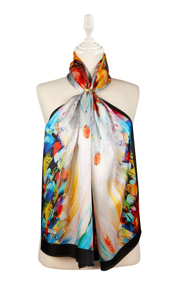 Red Angel Silk Painting Foulard 