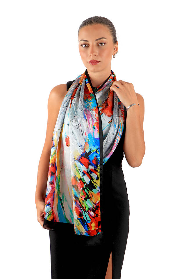 Red Angel Silk Painting Foulard - 2