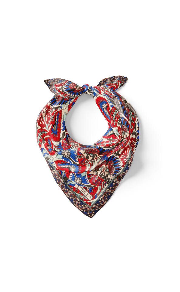 Red Anthracite Peacock Pattern Silk Pocket Square - 2