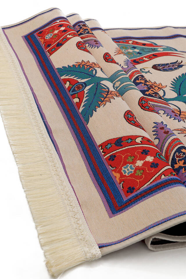 Red Big Tulip Pattern Tapestry Prayer Rug - 3