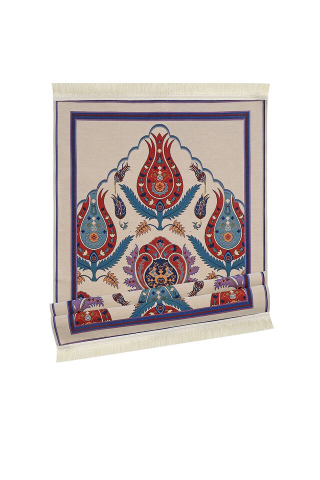 Red Big Tulip Pattern Tapestry Prayer Rug - 4