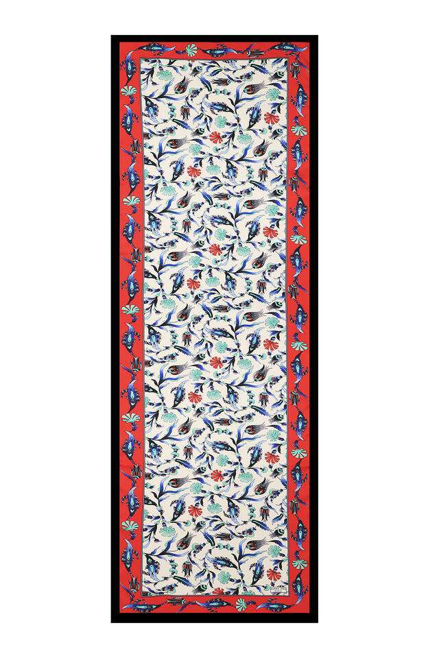 Red Black Carnation Tulip Silk Foulard - 4