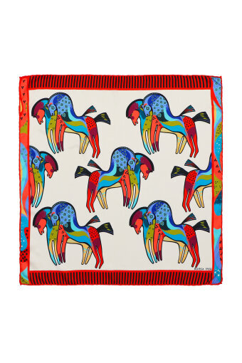 Red Black Patterned Silky Pocket Square 