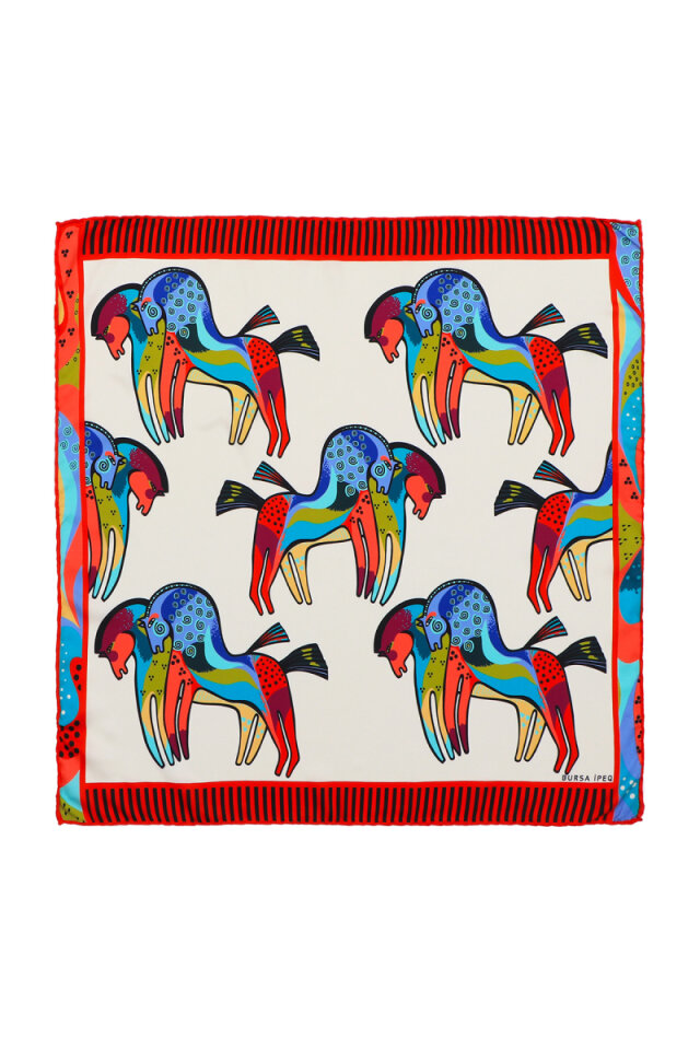 Red Black Patterned Silky Pocket Square - 1