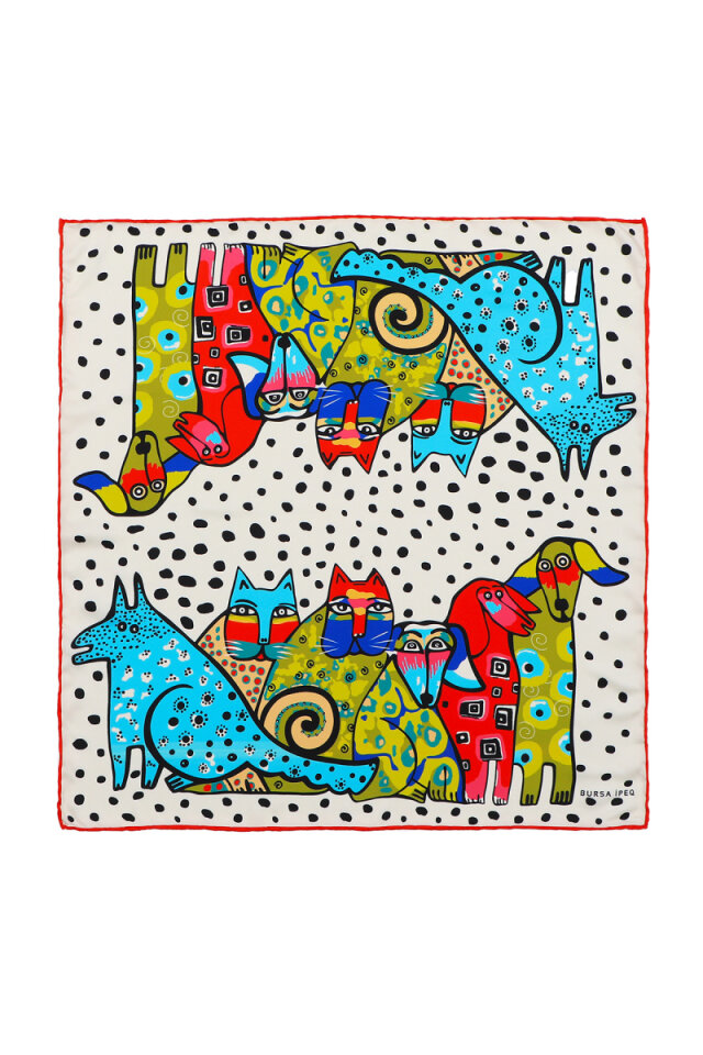 Red Black Patterned Silky Pocket Square 