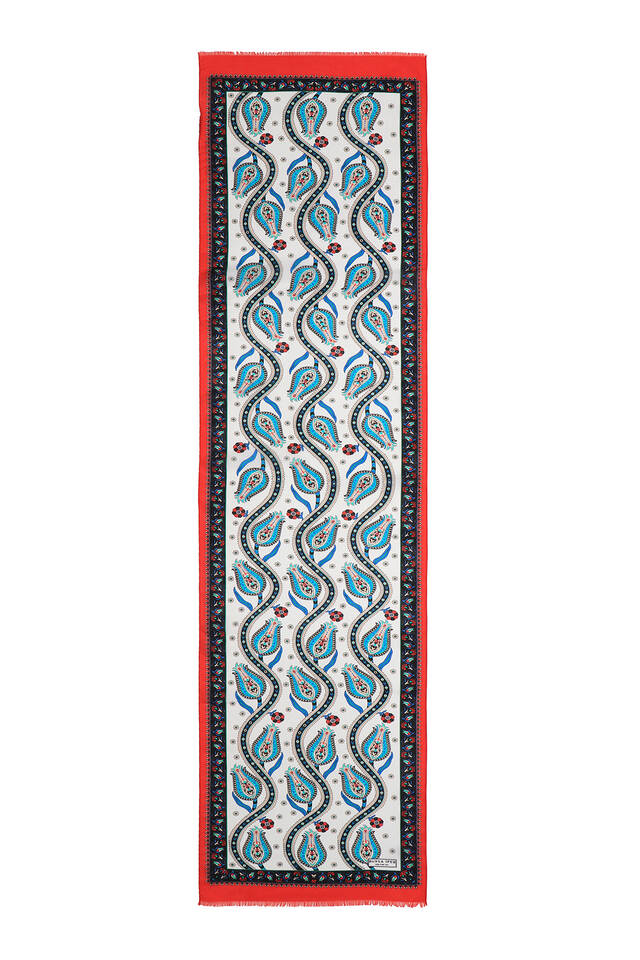 Red Black Row Tulip Voile Silk Foulard - 4