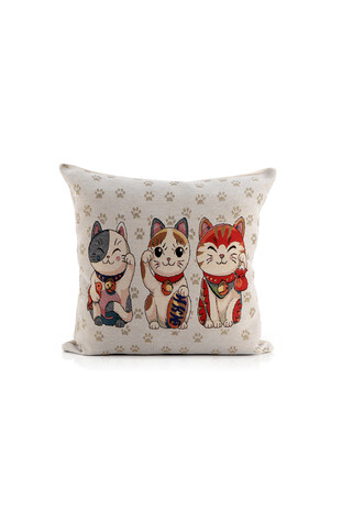 Red Cat Pattern Tapestry Throw Pillow 