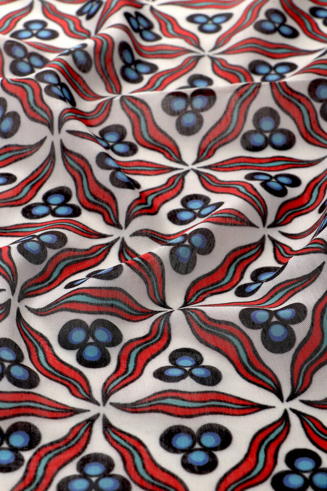 Red Çintemani Pattern Soft Square Scarf - 3