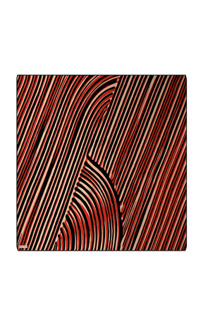 Red Illusion Pattern Twill Silk Square Scarf 