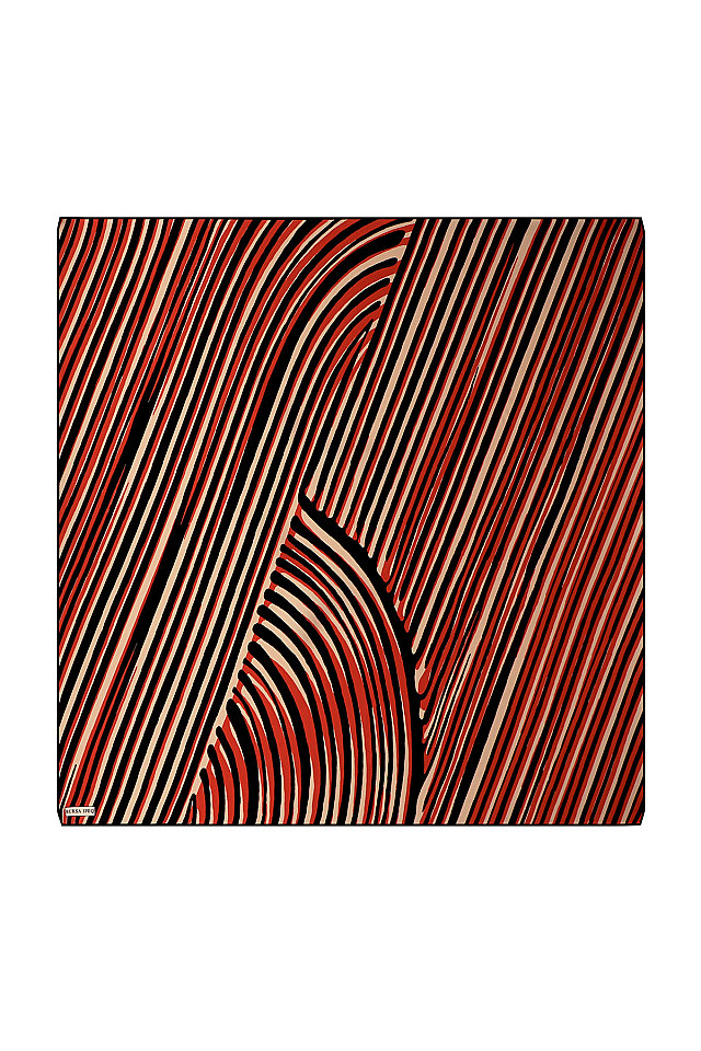 Red Illusion Pattern Twill Silk Square Scarf - Bursa İpek