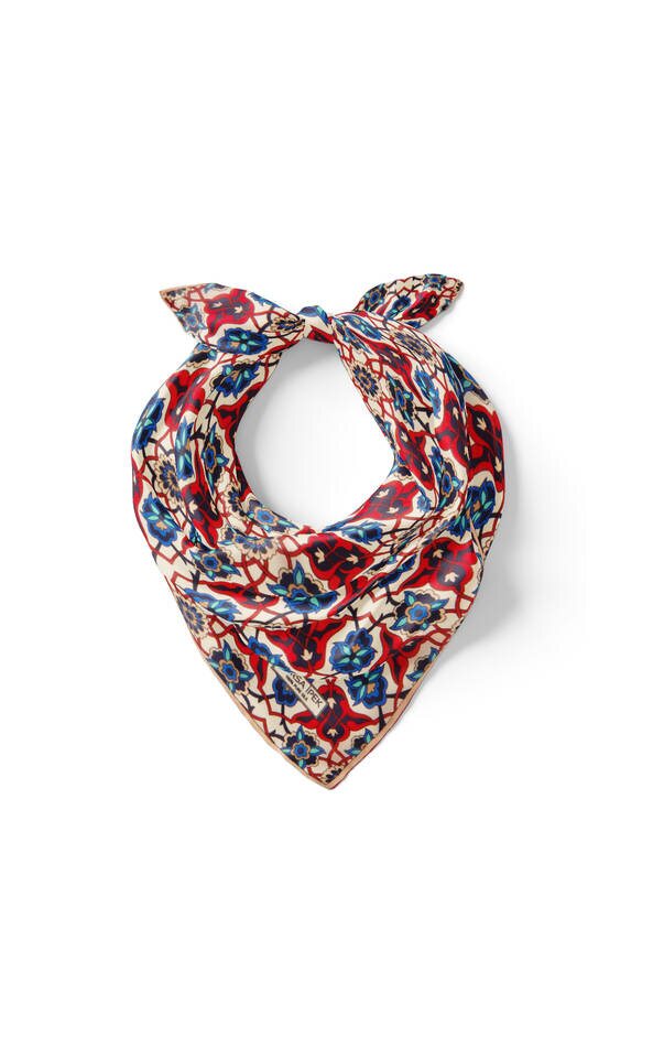 Red Navy Blue Tile Spiral Pattern Silk Pocket Square - 2