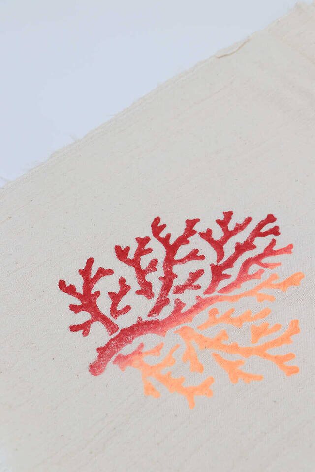 Red Orange Stone Print Gradient Coral Peshtemal - 2