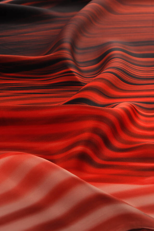 Red Rainbow Pattern Sura Silk Square Scarf - 3