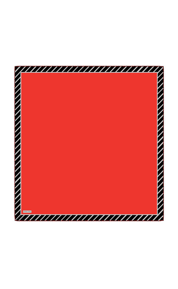 Red Stripe Pattern Twill Silk Square Scarf - 1