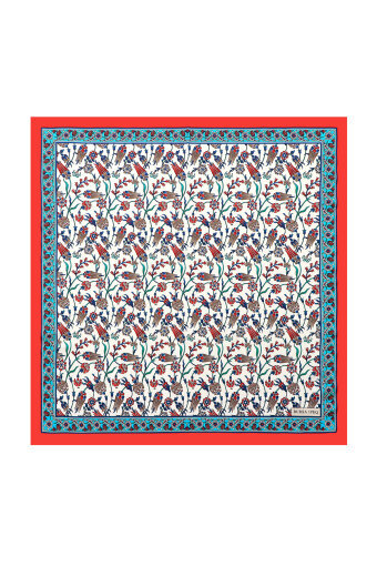 Red Tulip Pattern Silky Pocket Square 