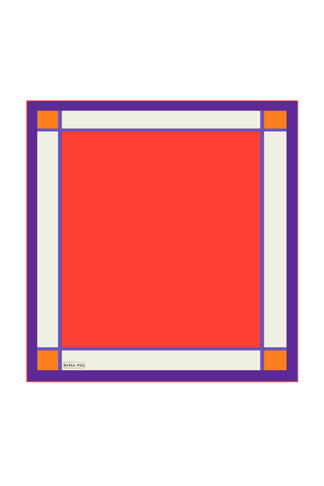 Red Wide Bordered Plain Silk Pocket Square - Bursa İpek