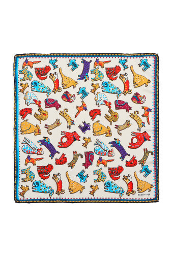 Red Yellow Patterned Silky Pocket Square 