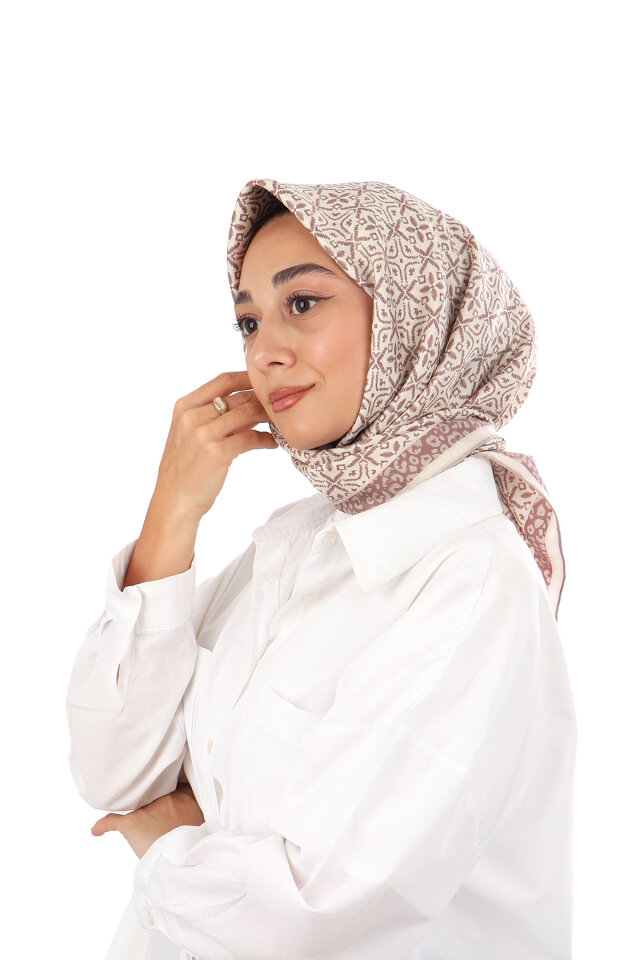 Açık Mürdüm Rüya Desen Twill İpek Eşarp 