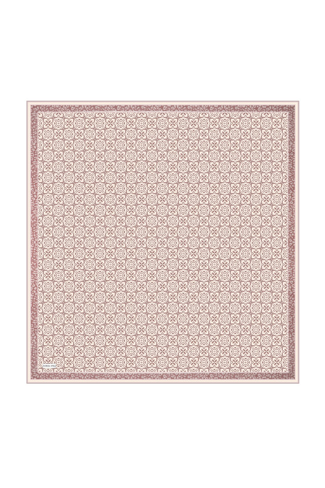 Açık Mürdüm Rüya Desen Twill İpek Eşarp - 3