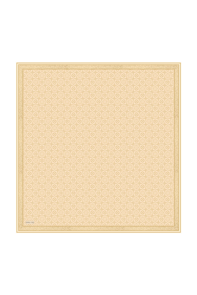 Bej Rüya Desen Twill İpek Eşarp - 3