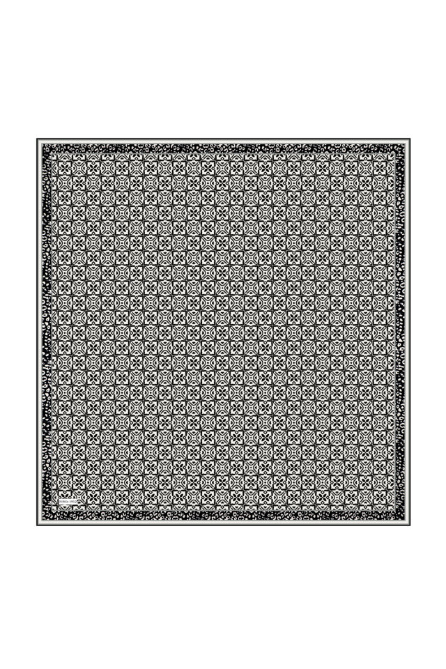 Krem Rüya Desen Twill İpek Eşarp - 3