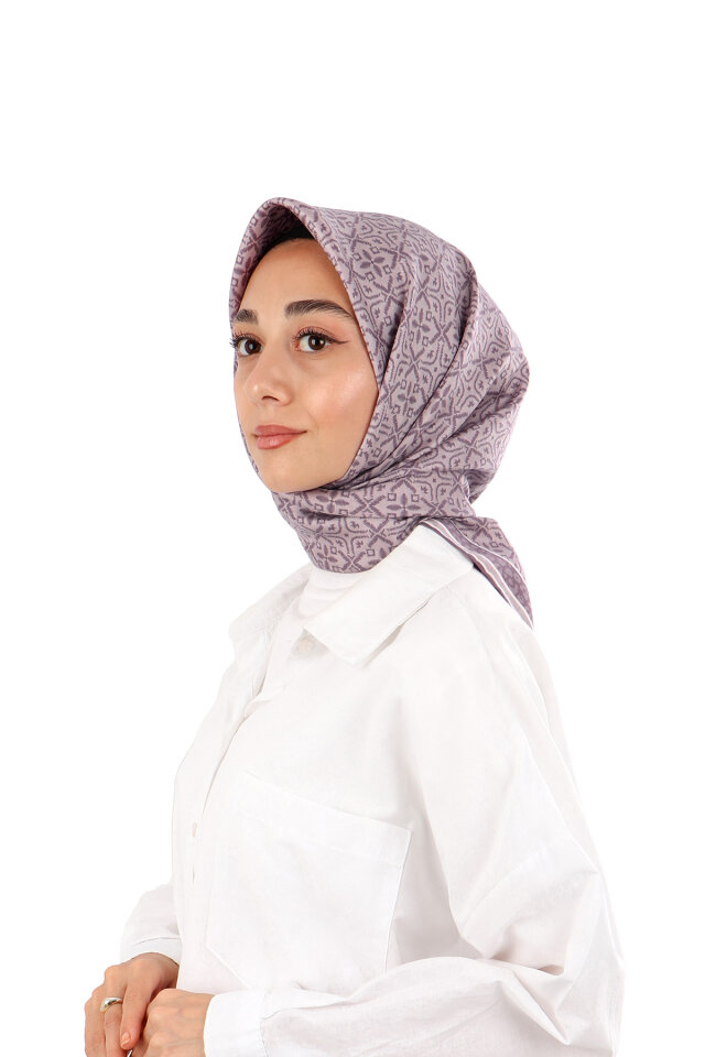 Lavanta Rüya Desen Twill İpek Eşarp 