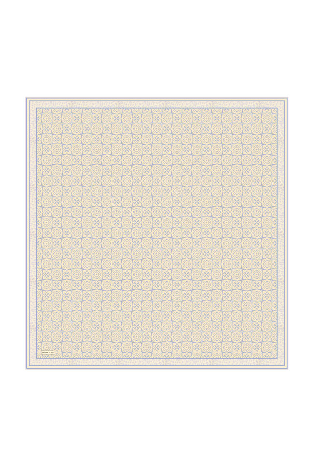 Mavi Rüya Desen Twill İpek Eşarp - 3