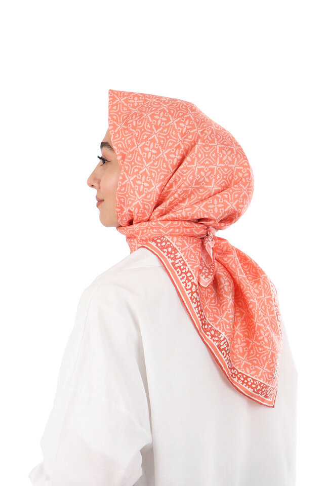 Mercan Rüya Desen Twill İpek Eşarp - 3