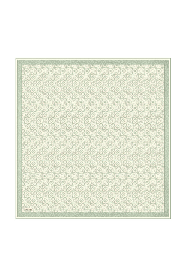 Su Yeşil Rüya Desen Twill İpek Eşarp - 3