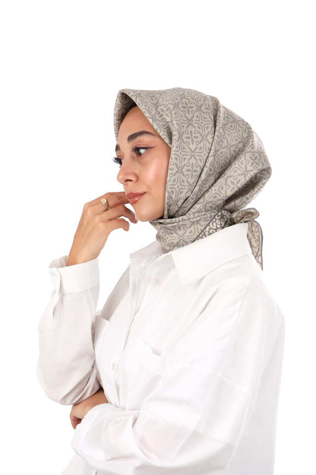 Taş Rüya Desen Twill İpek Eşarp - 2