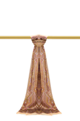 Açık Somon Sahra Desen Sura İpek Şal 