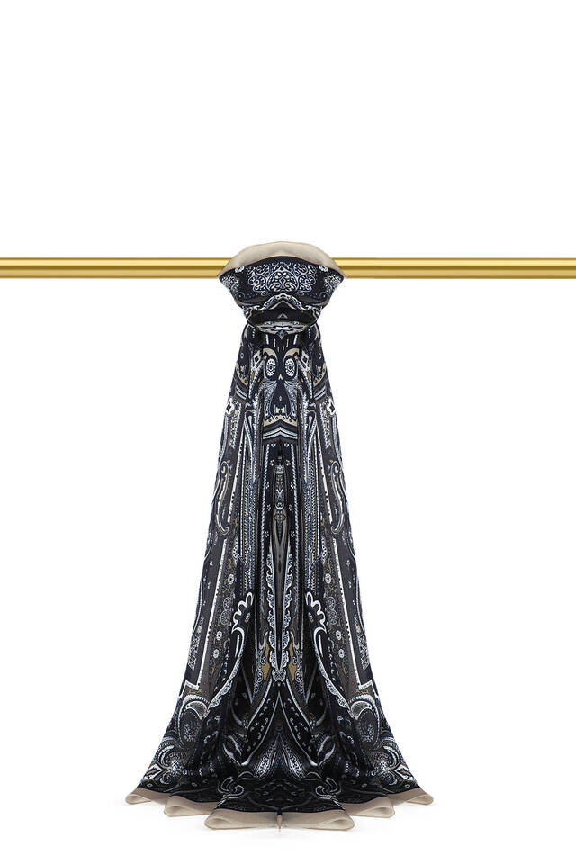 Bej Sahra Desen Sura İpek Şal - Bursa İpek