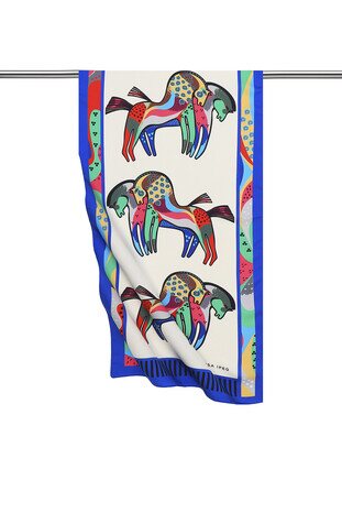 Saks Black Patterned Silky Foulard 