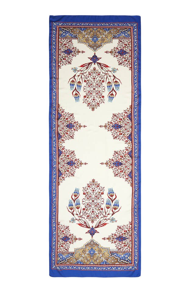 Saks Candlestick Pattern Wide Silky Foulard - 4