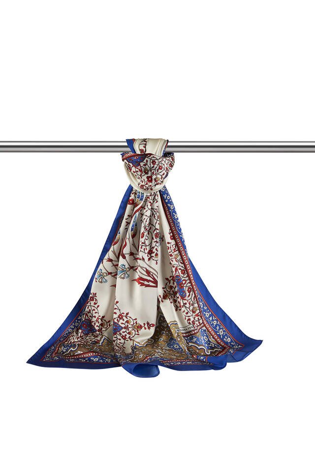 Saks Candlestick Pattern Wide Silky Foulard - 3