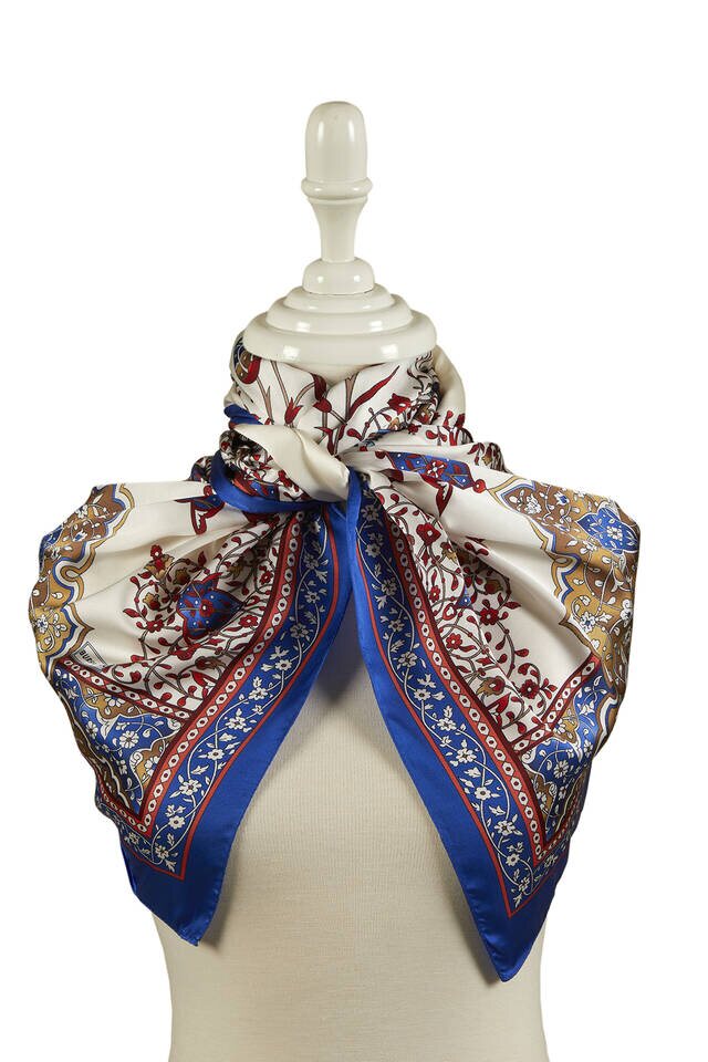 Saks Candlestick Pattern Wide Silky Foulard - 2