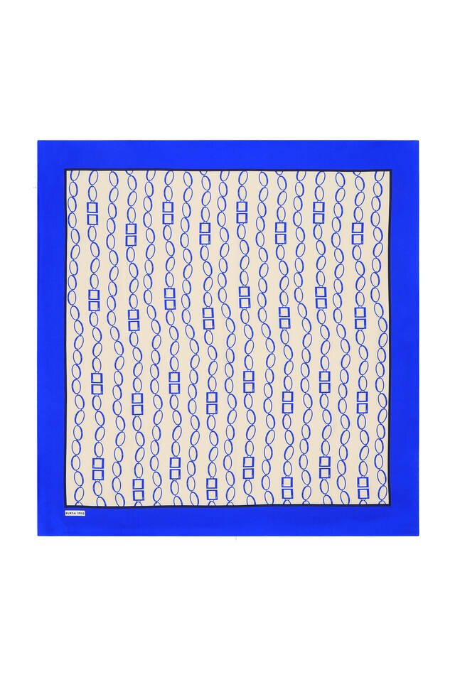 Saks Chain Pattern Twill Silk Square Scarf - 2